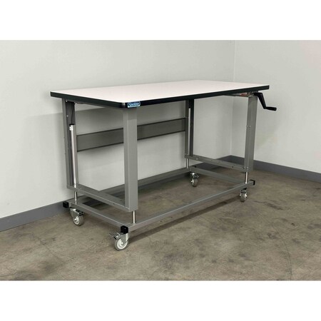 Stackbin Workbench, Mobile, Hand, Crank, Lift, Adj. P7230-T-2500-BL