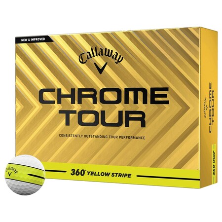 Callaway Chrome Tour 360 Yellow Stripe 26 Golf Balls, 12PK 113587