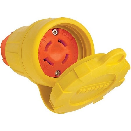 Pass & Seymour Locking Connector, L17-30R, 30 A, 600V AC, Single Phase, 3 Pole, Screw Terminals, Yellow 29W77AM