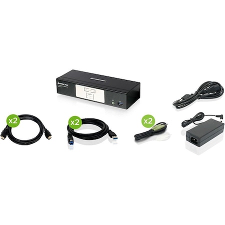 Iogear GCS1932H 2-Port 4K KVM with HDMI Connection, USB, Audio and Full Cable Set (TAA) GCS1932H