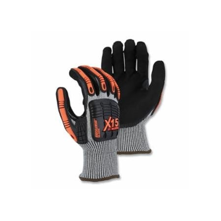 Majestic Knucklehead X-15 Cut-Resistant Gloves, Small, Gray/Orange with Black Coating, 12PK 472-35-5575/S
