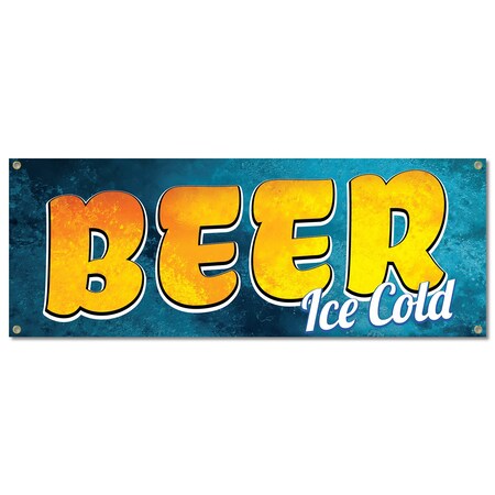 Signmission Beer Ice Cold, 18 Inch, Banner B-30349