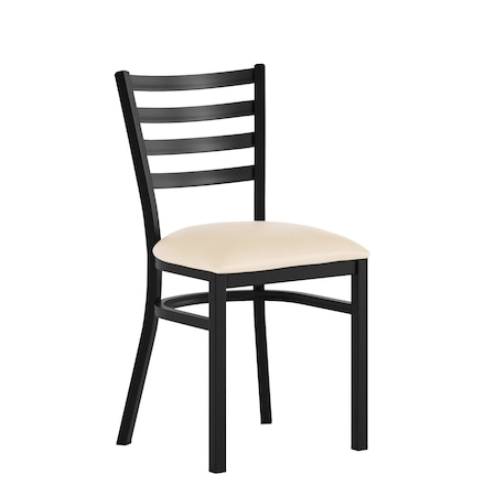 Flash Furniture HERCULES Black Ladder Back Metal Restaurant Chair - Tan Vinyl Seat XU-DG694BLAD-TNV-GG