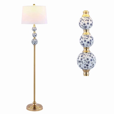 Jonathan Y Tavira 62.5" Classic Midcentury Iron LED Floor Lamp, Brass Gold JYL3093A