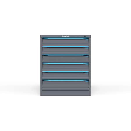 Strong Hold 6 drawer cabinet - (6x 4ft) - Blue accents - Keyed Different S3036-PPDAS-0601FS