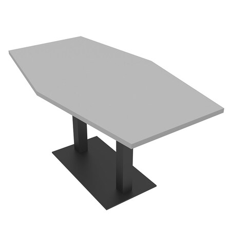 Skutchi Designs Hexagon Conference Table With Power Unit, 36 in W, 72 in L, Grey HAR-HEX.IR-36X72-DOU.BK-U779-NA