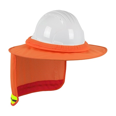 Ez-Cool FR Treated Hi-Vis Full Brim Hard Hat Visor with Neck Shade 396-851FR-OR