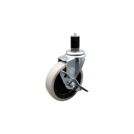 Service Caster 4 Inch Thermoplastic Rubber Wheel 1-5/8 Inch Expanding Stem Caster with Brake SCC-EX05S410-TPRS-SLB-158