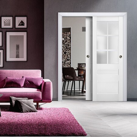 Sartodoors Sliding Closet Bypass Doors White Solid Core Modern Interior VEREGIO7339DBD-WS-36