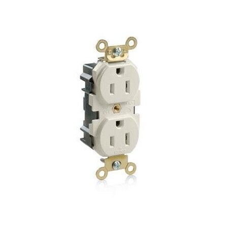 Leviton Straight Blade Receptacle, 5-15R, 15 A, 125V AC, Flush Mount, Self-Grounded M5262-T