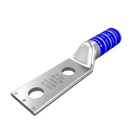 Burndy 400 kcmil, CU, 2 Hole, 1/2 Stud, 1-3/4 IN Spacing, Long Barrel YA322N