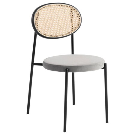 Leisuremod Euston Wicker Dining Chair with Velvet Round Seat, Grey EC17GR