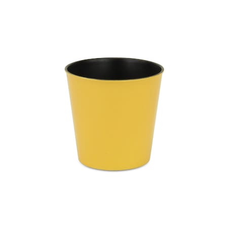 Homeroots 7in Yellow Recycled Plastic Indoor Outdoor Round Pot Planter 488220