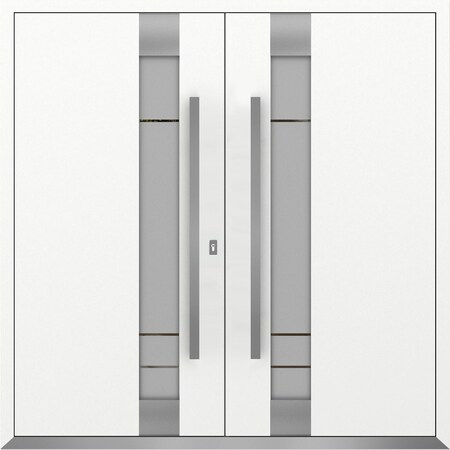 Vdomdoors Metal Double Doors Deux 1713 White Enamel Frosted Glass Entry Modern Painted (W72xH80) Left hand Ou DEUX1713DEXD-BEM-W72xH80-LH-O