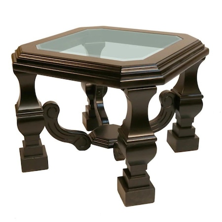 Homeroots 24" Espresso Brown And Clear Wood And Glass Square End Table 716237