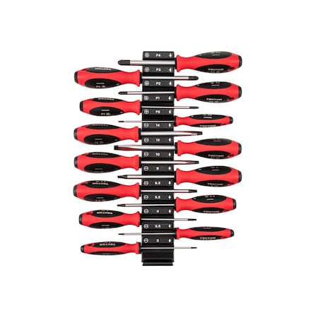 Tekton Phillips and Slotted Screwdriver Set w/Mod Org - 4 Inch Shanks, 14-Piece (#0 - #4, 3 - 14 mm) DWZ90107
