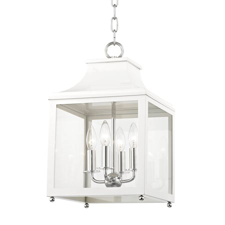 Mitzi Leigh 4 Light Lantern 11.25 In. Polished Nickel/White H259704S-PN/WH