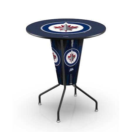 Holland Bar Stool Co Lighted 42" Black Winnipeg Jets Pub Table L218B42WinJet36RWinJet