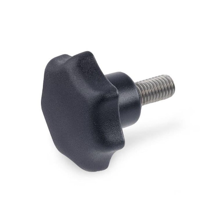 J.W. Winco Plastic Hand Knobs with Stainless Stud 6336.5-ST-32-M8-25