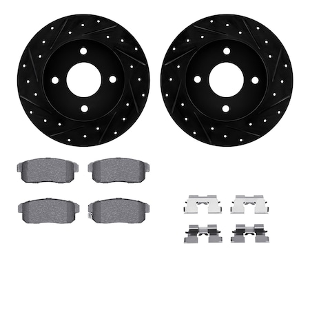Dynamic Friction Co DFC Rotors-Drilled & Slotted-Black w/ 5000 Advanced Brake Pads Incl Hdw 8512-67061