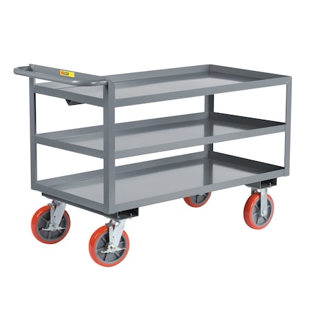 Little Giant 3-Shelf Merchandise Collector, 30 in x 72 in, 3600 lbs., 3 Flush Shelves, 8 in Poly with Brakes GL3-3072-8PYBK
