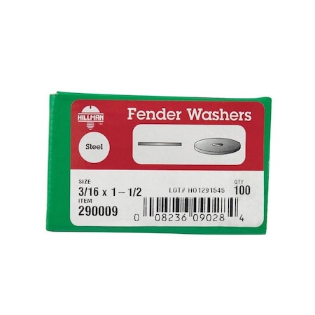 Hillman Zinc-Plated Steel 3/16 in. Fender Washer, 100PK 290009