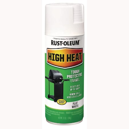 Rust-Oleum High Heat Enamel Spray Paint, Flat White, 12 oz Aerosol Can, 6PK 7751830