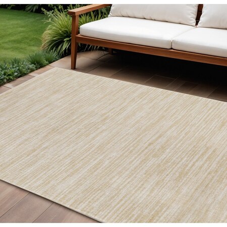 Homeroots 10' X 14' Ivory And Gold Abstract Indoor Outdoor Area Rug 573242