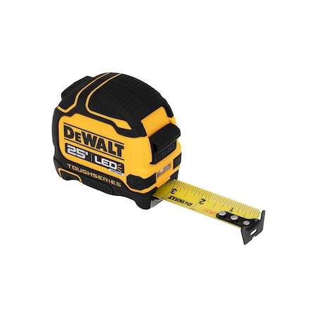Stanley TOUGHSERIES Lighted Tape Measure 25 ft L, 4 5/8 in W Steel Blade, Rubber Case, Black/Yellow DWHT35625S