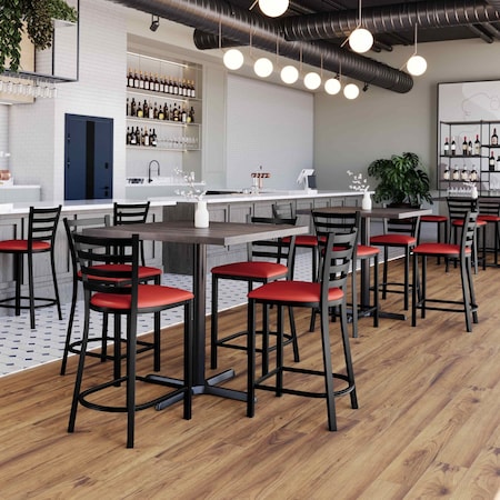 Flash Furniture HERCULES Black Ladder Back Metal Restaurant Counter Stool - Red Vinyl Seat XU-DG697BLAD-24-RDV-GG