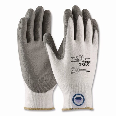 Pip Great White 3GX Seamless Knit Dyneema Diamond Blended Gloves, Large, White/Gray 19-D322/L