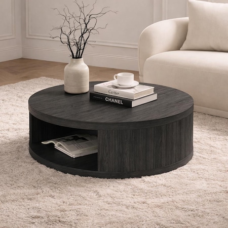 Manhattan Comfort Alure 36 in Round Coffee Table in Charcoal CT1800-1