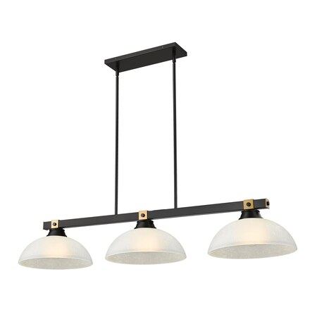 Z-Lite Bronte 3 Light Billiard, Matte Black and Rubbed Brass, White Linen 1955-3MB-RB-DWL14