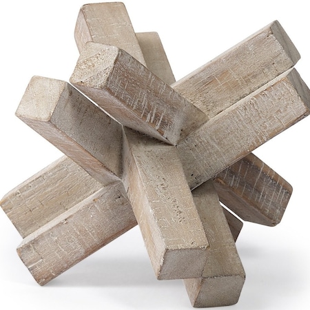 Homeroots 6" Brown Solid Wood Abstract Geometric Tabletop Sculpture 392491