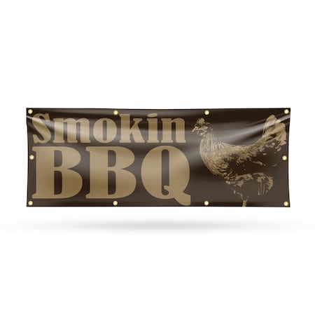 Signmission Smokin BBQ, 36 Inch x 96 Inch, Vinyl Banner B-96-30862