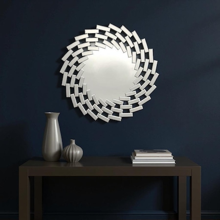 Homeroots 20" Silver Round Sunburst Frameless Accent Mirror 635510