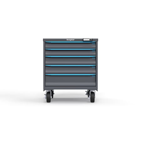 Strong Hold 5 drawer cabinet - (2x 3in, 2x 4in, 1x 6in) - Blue accents - Electronic Lock S3036-PCRAS-0502FS