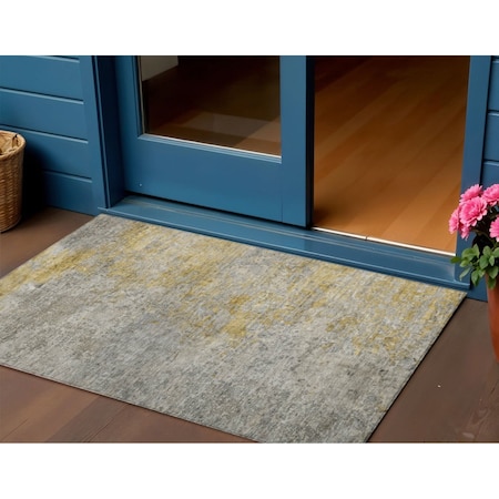 Homeroots 3' X 5' Gray Abstract Washable Indoor Outdoor Area Rug 608825