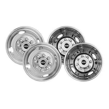 Pacific Dual Fits 16" - 8 Lug, 4 Vent Holes Wheel, Automatic Locking Hub, Polished, Stainless Steel 29-1608