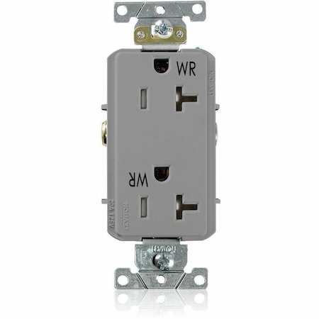 Leviton Plugs&Rcptcls, 20A, 125VAC, Gry, PBT, PK1 WTD20-GY