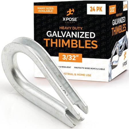 Xpose Safety Galvanized Steel Thimbles for Wire Rope, 3/32 Inch, 24PK GCT332-24-X-S