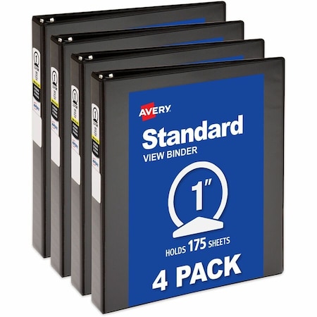 Avery Economy View 3 Ring Binders, 1 in, PK4 19203