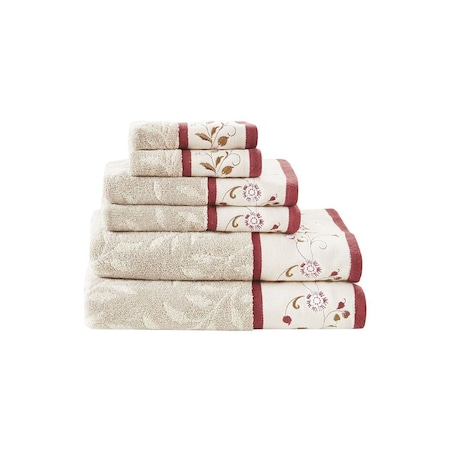 Homeroots Set of Six Cream Cotton Jacquard Towel Set, 6PK 712109