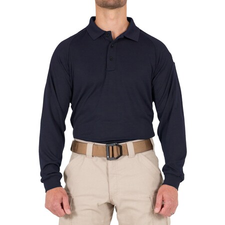 First Tactical PERFORMANCE POLO LONG SLEEVE, 100% Polyester, Button, 1 Pocket(s), Midnight Navy, XL 111503