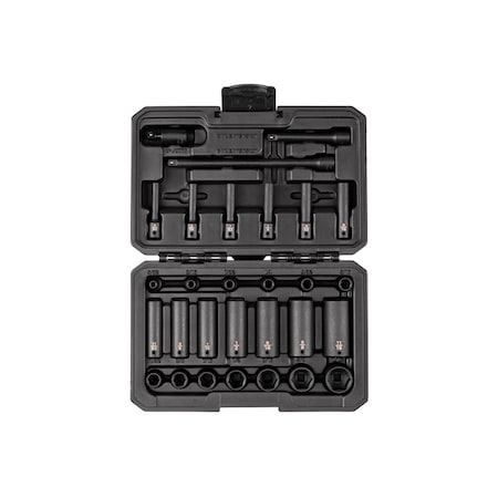 Tekton 1/4'' Drive 6-Point Impact Socket Set with Case, 29-Piece, 5/32-11/16'' SID90401