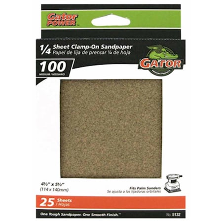 Gator Finishing 5132 4.5 x 5.5 in. 100 Grit Aluminum Oxide Sanding Sheet, 25PK AL573108