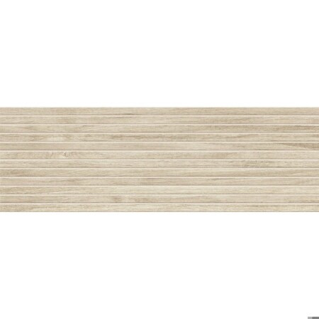 SAMPLE-Flume Koa Brown 13-in. x 39-in. Subway Linear Wood-Look Matte Ceramic Wall Tile