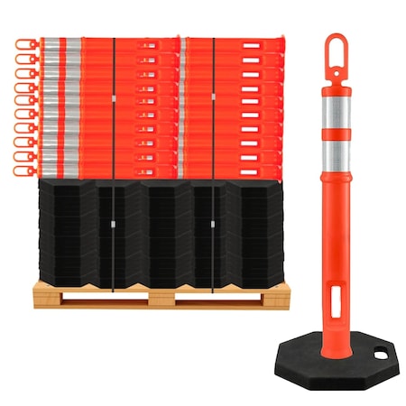 Traffic Kontrol Delineator Post, High-Density Polyethylene+Elastomer, 45 in Height, 8 lbs, Orange TKDP-ATOP-45-8-OR