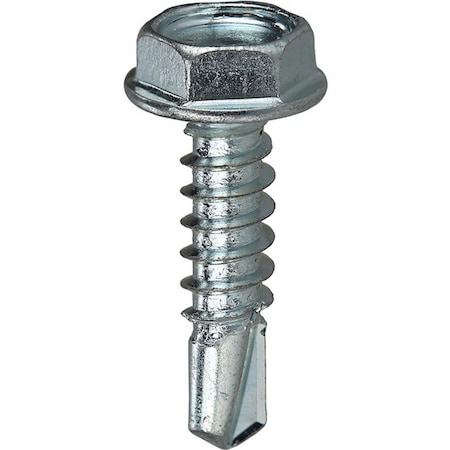 Dottie Self-Drilling Screw, #8-18 x 1 in, Zinc Plated Steel Flange Hex Head External Hex Drive, 100 PK TEKHW81
