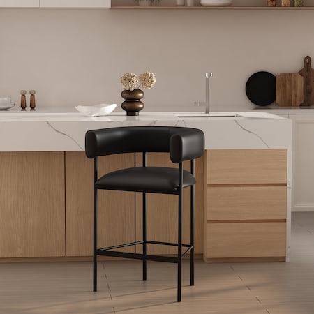 Manhattan Comfort Onda Metal Vegan Leather Counter Stool in Black CS1637-3
